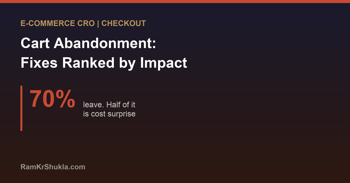Cart Abandonment: Why 70 Percent Leave and the Fixes Ranked by Impact